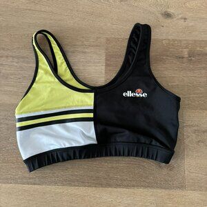 Ellesse sports bra M black and yellow sportsbra athletic activewear yoga running